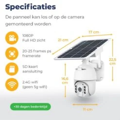 Outdoor Dome - Draadloze Beveiligingscamera Voor Buiten Op Zonne-energie - Incl. Zonnepaneel - Solar Powered Smart Alarm PTZ Security Camera - Wit -Makita || Merkloos || Stanley Verkoopwinkel 1200x1200 3094