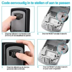 LifeGoods Sleutelkluis - Cijferslot - Sleutelkast - Wandmontage - Grijs/Zwart -Makita || Merkloos || Stanley Verkoopwinkel 1200x1200 3125