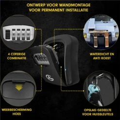 AG Sleutelkluis - Zwart - Sleutelkast - Kluisje Met Cijferslot Voor Buiten En Binnen - 4-cijferige Code Sleutelkluisje Sleutelkastje - -Waterdicht En Roestvrij - Sleutelkluizen - Wandmontage Aan De Muur -Makita || Merkloos || Stanley Verkoopwinkel 1200x1200 3141