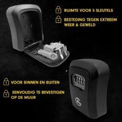 AG Sleutelkluis - Zwart - Sleutelkast - Kluisje Met Cijferslot Voor Buiten En Binnen - 4-cijferige Code Sleutelkluisje Sleutelkastje - -Waterdicht En Roestvrij - Sleutelkluizen - Wandmontage Aan De Muur -Makita || Merkloos || Stanley Verkoopwinkel 1200x1200 3144