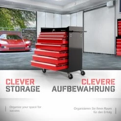 Timbertech - Afsluitbare Werkplaatswagen Op Wielen Met Parkeerrem - Exclusief Gereedschappen - 7 Laden Met Inleg - Gereedschapswagen - Montagewagen - Trolley Voor Diverse Gereedschappen - Staal - Rood/Zwart -Makita || Merkloos || Stanley Verkoopwinkel 1200x1200 32