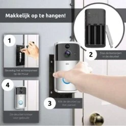 George Napoli Video Deurbel HD - Draadloze Deurbel – Deurbel Met Camera - WiFi Deurbel - Infrarood - Oplaadbaar - Met Gong - Zilver -Makita || Merkloos || Stanley Verkoopwinkel 1200x1200 3200