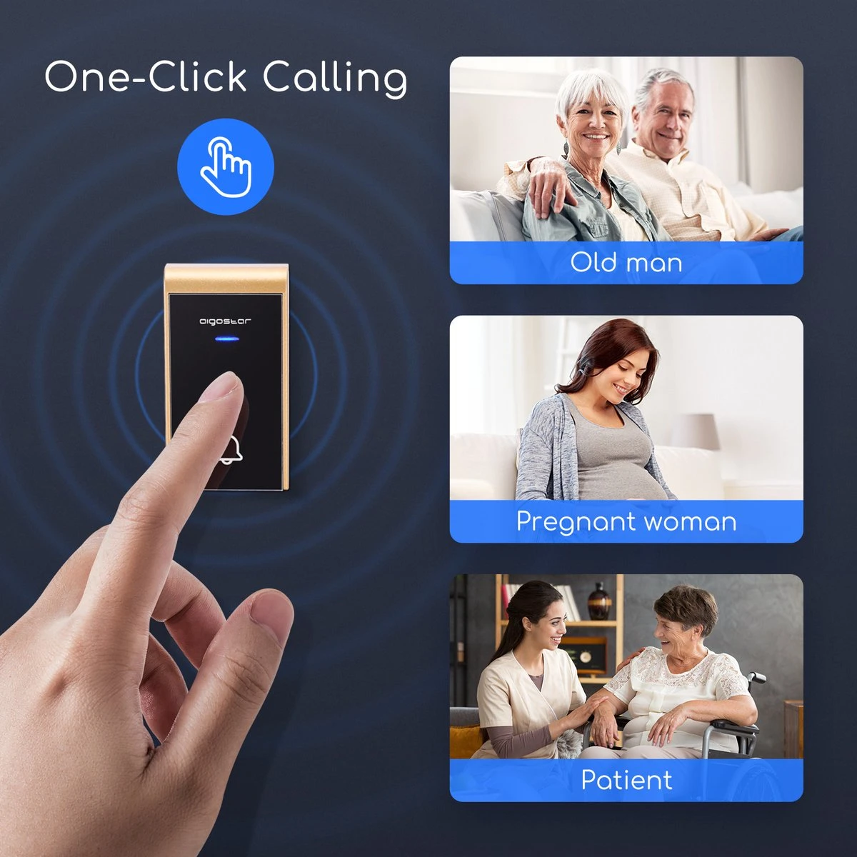 Aigostar Draadloze Deurbel Set 2HVKY - Met 2x Ontvanger Op Batterij - 3 Regelbaar Volume - 36 Melodieën - IP44 Waterdicht - Zwart 3 Aigostar Draadloze Deurbel Set 2HVKY - Met 2x Ontvanger Op Batterij - 3 Regelbaar Volume - 36 Melodieën - IP44 Waterdicht - Zwart - Afbeelding 3