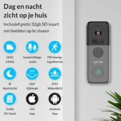 Slimme Draadloze Wifi Deurbel Met Camera - Smart Intercom - 2K Ultra HD - Gratis 32g SD-kaart - 3 Megapixel -Makita || Merkloos || Stanley Verkoopwinkel 1200x1200 3309