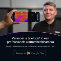 Techweise Warmtebeeldcamera Voor Android - -20ºC Tot +550ºC - 256x192 Pxs - Warmtecamera - Verlengde Garantie -Makita || Merkloos || Stanley Verkoopwinkel 1200x1200 335