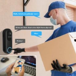 Vision Video Deurbel Met Camera + WiFi | Bewegingssensor | Draadloos Op Accu (9600 MAh) | 1080P Inclusief Draadloze Gong (t-ring Geluid) En 32GB SD-kaart -Makita || Merkloos || Stanley Verkoopwinkel 1200x1200 3353