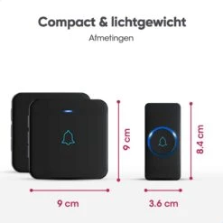 AVANTEK Draadloze Deurbel Met 2 Ontvangers - Zwart - Bereik 400 Meter - Waterdicht - Zonder Batterijen - 52 Melodieën -Makita || Merkloos || Stanley Verkoopwinkel 1200x1200 3366