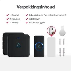 AVANTEK Draadloze Deurbel Met 2 Ontvangers - Zwart - Bereik 400 Meter - Waterdicht - Zonder Batterijen - 52 Melodieën -Makita || Merkloos || Stanley Verkoopwinkel 1200x1200 3367