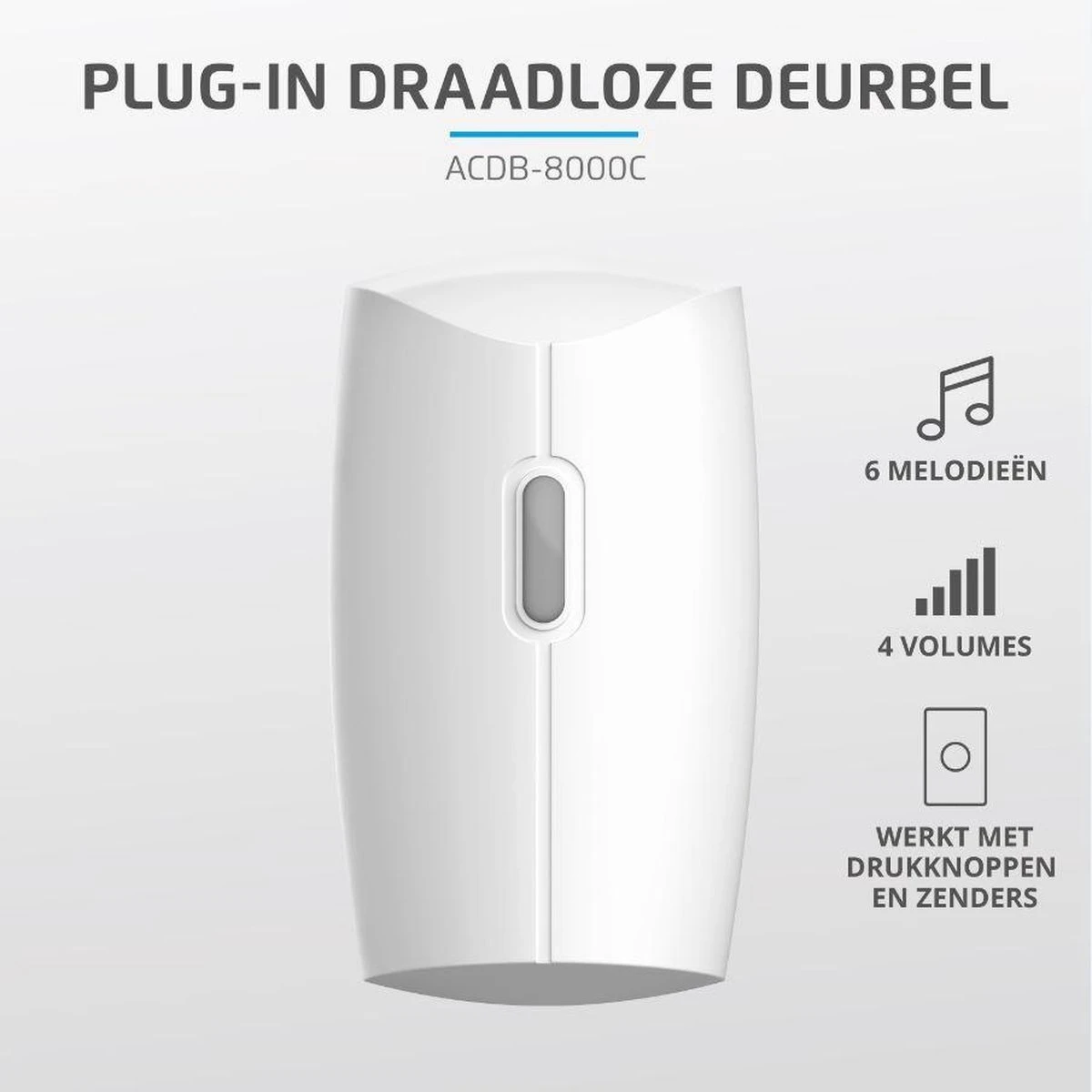 KlikAanKlikUit ACDB-8000C - Deurbelgong Netstroom - Wit 14 KlikAanKlikUit ACDB-8000C - Deurbelgong Netstroom - Wit - Afbeelding 14