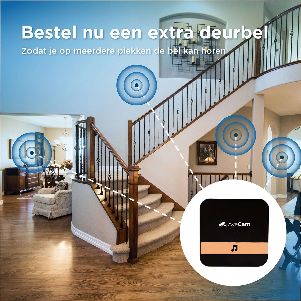 AyeCam Draadloze Chime - Voor AyeCam Video Deurbel - 1 Stuk - Nederlandse Handleiding 4 AyeCam Draadloze Chime - Voor AyeCam Video Deurbel - 1 Stuk - Nederlandse Handleiding - Afbeelding 4