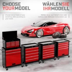 Timbertech - Afsluitbare Werkplaatswagen Op Wielen Met Parkeerrem - Exclusief Gereedschappen - 7 Laden Met Inleg - Gereedschapswagen - Montagewagen - Trolley Voor Diverse Gereedschappen - Staal - Rood/Zwart -Makita || Merkloos || Stanley Verkoopwinkel 1200x1200 34