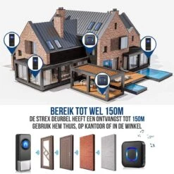 Strex Draadloze Deurbel Met 2 Ontvangers Op Batterij - Plug & Play - 300 Meter - 4 Volume / 58 Melodieën - IP55 Waterdicht -Makita || Merkloos || Stanley Verkoopwinkel 1200x1200 3411