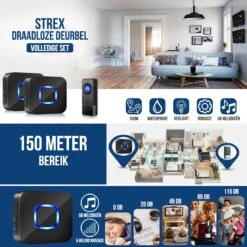 Strex Draadloze Deurbel Met 2 Ontvangers Op Batterij - Plug & Play - 300 Meter - 4 Volume / 58 Melodieën - IP55 Waterdicht -Makita || Merkloos || Stanley Verkoopwinkel 1200x1200 3412