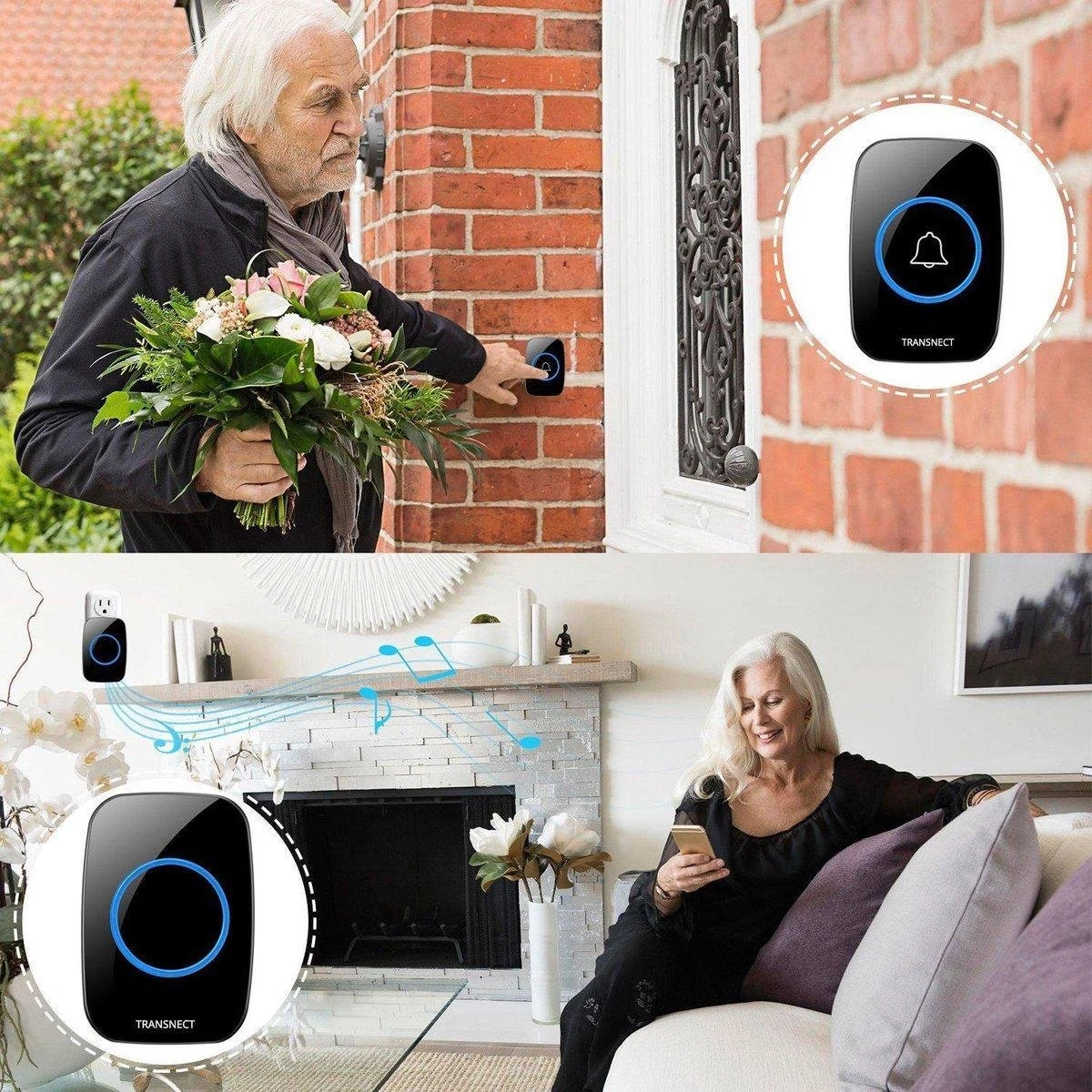 Draadloze Deurbel Met 3 Ontvangers - 5 Volume/60 Melodie - IP44 Waterdicht - Batterij Van 5 Jaar 2 Draadloze Deurbel Met 3 Ontvangers - 5 Volume/60 Melodie - IP44 Waterdicht - Batterij Van 5 Jaar - Afbeelding 2