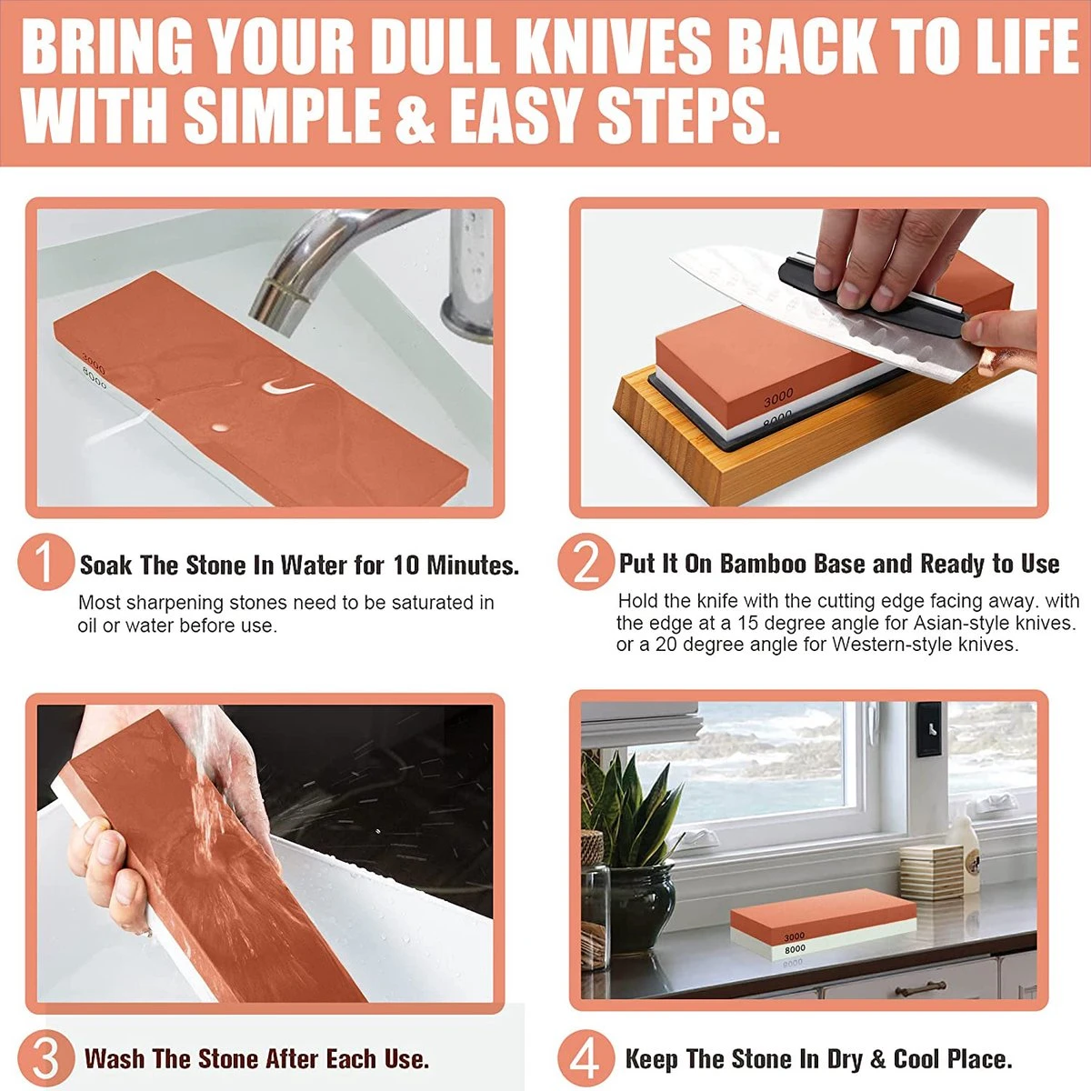 House Of Husk Dubbelzijdige Messenslijpers Met Vlaksteen En Instructies - Slijpsteen Voor Messen En Gereedschappen - Wetsteen Slijpsteen Set 80 400 1000 En 3000 8000 - Edelkorund 2 House Of Husk Dubbelzijdige Messenslijpers Met Vlaksteen En Instructies - Slijpsteen Voor Messen En Gereedschappen - Wetsteen Slijpsteen Set 80 400 1000 En 3000 8000 - Edelkorund - Afbeelding 2