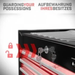 Timbertech - Afsluitbare Werkplaatswagen Op Wielen Met Parkeerrem - Exclusief Gereedschappen - 7 Laden Met Inleg - Gereedschapswagen - Montagewagen - Trolley Voor Diverse Gereedschappen - Staal - Rood/Zwart -Makita || Merkloos || Stanley Verkoopwinkel 1200x1200 35