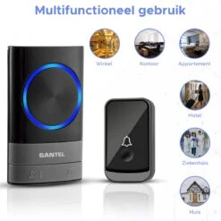 Santel TS21 – Draadloze Deurbel Set – Ontvanger Op Stroom – Bereik 300 Meter – IP44 Waterdicht – 45 Melodieën – Zwart -Makita || Merkloos || Stanley Verkoopwinkel 1200x1200 3501