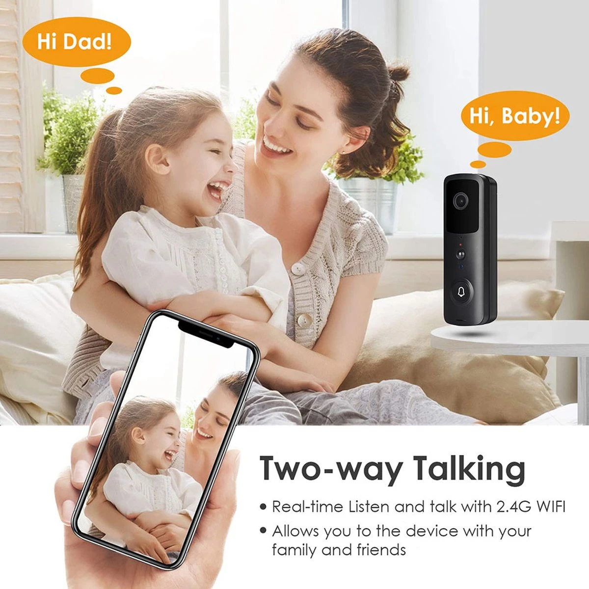 T-ring Smarthome Video Deurbel V3 - Deurbelset - Draadloos - IOS En Android - Zwart (Geen Abonnement Verplichting) (incl. 2 X Oplaadbare Accu Batterijen En Losse Bel.) EXTRA SMAL MODEL ! 5 T-ring Smarthome Video Deurbel V3 - Deurbelset - Draadloos - IOS En Android - Zwart (Geen Abonnement Verplichting) (incl. 2 X Oplaadbare Accu Batterijen En Losse Bel.) EXTRA SMAL MODEL ! - Afbeelding 5