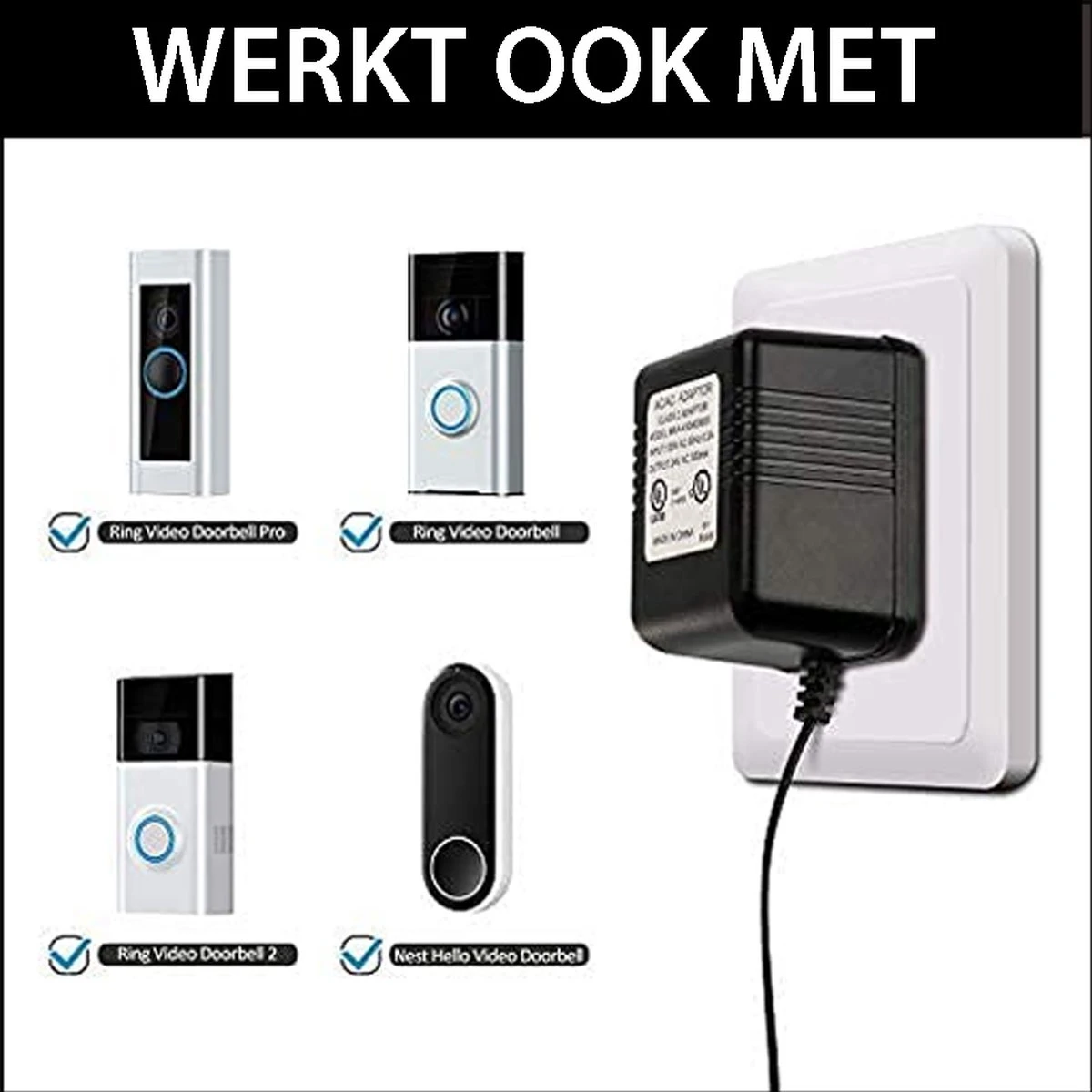 Doorguard Video Deurbel Adapter - 18v 5m - Voor Doorguard XS, Ring, Eken, Nest Hello - Werkt Ook Op Honeywell Thermostaat, Nest Thermostaat 4 Doorguard Video Deurbel Adapter - 18v 5m - Voor Doorguard XS, Ring, Eken, Nest Hello - Werkt Ook Op Honeywell Thermostaat, Nest Thermostaat - Afbeelding 4