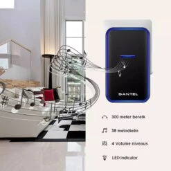 Santel - Draadloze Deurbel - Draadloos - Deur Bel - Deurbellen - Wireless Doorbell Waterdicht IP44 - Met Ontvanger - Zwart -Makita || Merkloos || Stanley Verkoopwinkel 1200x1200 3642