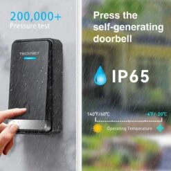 Tecknet Draadloze Deurbel - Deurbelset - Met 2 Ontvanger - Duurzame Zender Zonder Batterijen - Zwart -Makita || Merkloos || Stanley Verkoopwinkel 1200x1200 3644