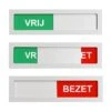Merkloos Schuifbordje Vrij - Bezet - Vrij Bezet Deur Bordje - 100 Mm X 28 Mm - Met Maar 4 Mm Dikte Geen Blok Op Je Deur - Met Aluminium Schuifje - Promessa-Design. Bevestiging 3M Plakstrip Over De Gehele Achterzijde.