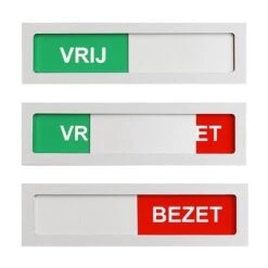 Merkloos Schuifbordje Vrij - Bezet - Vrij Bezet Deur Bordje - 100 Mm X 28 Mm - Met Maar 4 Mm Dikte Geen Blok Op Je Deur - Met Aluminium Schuifje - Promessa-Design. Bevestiging 3M Plakstrip Over De Gehele Achterzijde.