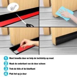 Rori - Aanpasbare Tochtstopper - Zelfklevende Tochtstrip Voor Deuren - Zwart - 100 Cm X 5 Cm -Makita || Merkloos || Stanley Verkoopwinkel 1200x1200 3834