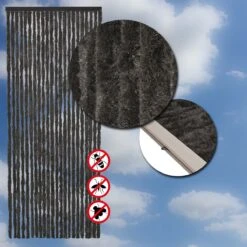 Wicotex-Vliegengordijn-chenille-kattenstaart Zwart Uni 90x220cm