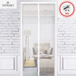VITAMO Magnetisch Vliegengordijn - Premium Glasvezel Horgordijn - Deurhor - Deurgordijn - 210 X 101 Cm - Wit
