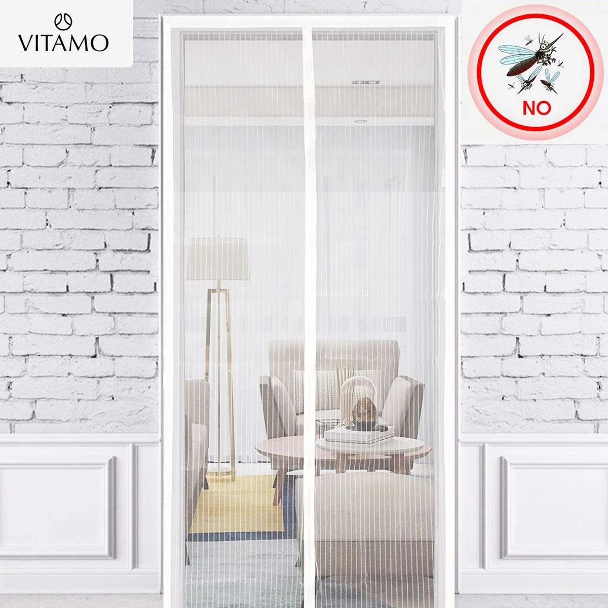 VITAMO Magnetisch Vliegengordijn - Premium Glasvezel Horgordijn - Deurhor - Deurgordijn - 210 X 101 Cm - Wit 1 VITAMO Magnetisch Vliegengordijn - Premium Glasvezel Horgordijn - Deurhor - Deurgordijn - 210 X 101 Cm - Wit