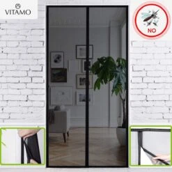 VITAMO Magnetisch Vliegengordijn - Premium Glasvezel Horgordijn - Deurhor - Deurgordijn - 210 X 101 Cm - Zwart