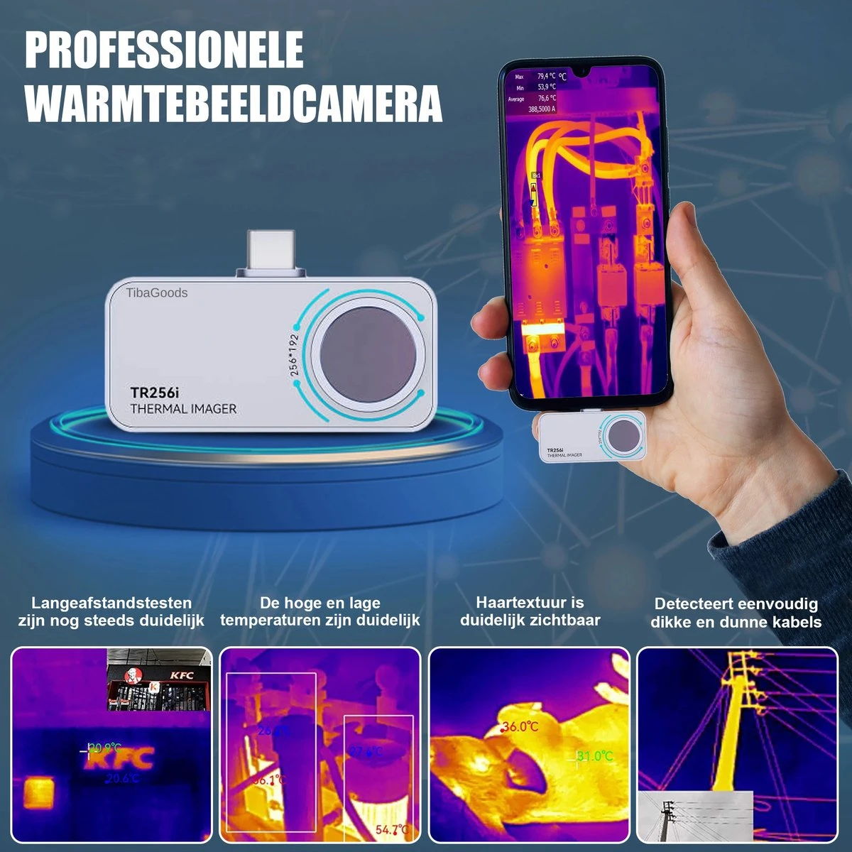 TibaGoods - Warmtebeeldcamera - Warmtecamera Voor Android En Windows (USBC) - 256 X 192 Pixels - -15 Tot 600 °C - Thermische Camera 2 TibaGoods - Warmtebeeldcamera - Warmtecamera Voor Android En Windows (USBC) - 256 X 192 Pixels - -15 Tot 600 °C - Thermische Camera - Afbeelding 2