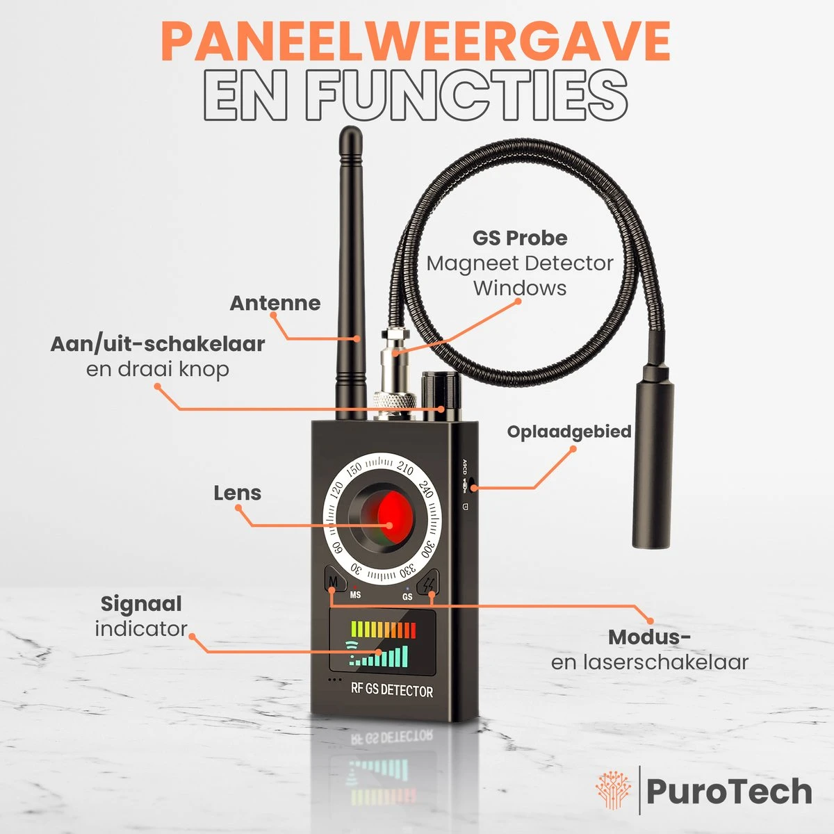 PuroTech Signaaldetector - Detectieapparaat - RF Bug Finder - Anti Afluisterapparatuur - Anti Spy Detector - Spy Cam - GPS Tracker - Verborgen Camera - Device Finder 4 PuroTech Signaaldetector - Detectieapparaat - RF Bug Finder - Anti Afluisterapparatuur - Anti Spy Detector - Spy Cam - GPS Tracker - Verborgen Camera - Device Finder - Afbeelding 4