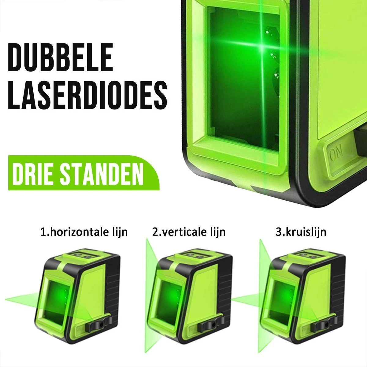 Kruislijnlaser - Groene Laser - Magnetisch Op Te Hangen - Bouwlaser- Waterpas 3 Kruislijnlaser - Groene Laser - Magnetisch Op Te Hangen - Bouwlaser- Waterpas - Afbeelding 3
