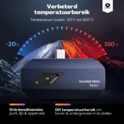 Vulpes Tech® Warmtebeeldcamera PRO - Warmtemeter Voor Android (USB-C) Apparaten - -20 Tot +550°C - 256 X 192 Pixel - Thermische Camera - Pro Versie -Makita || Merkloos || Stanley Verkoopwinkel 1200x1200 676