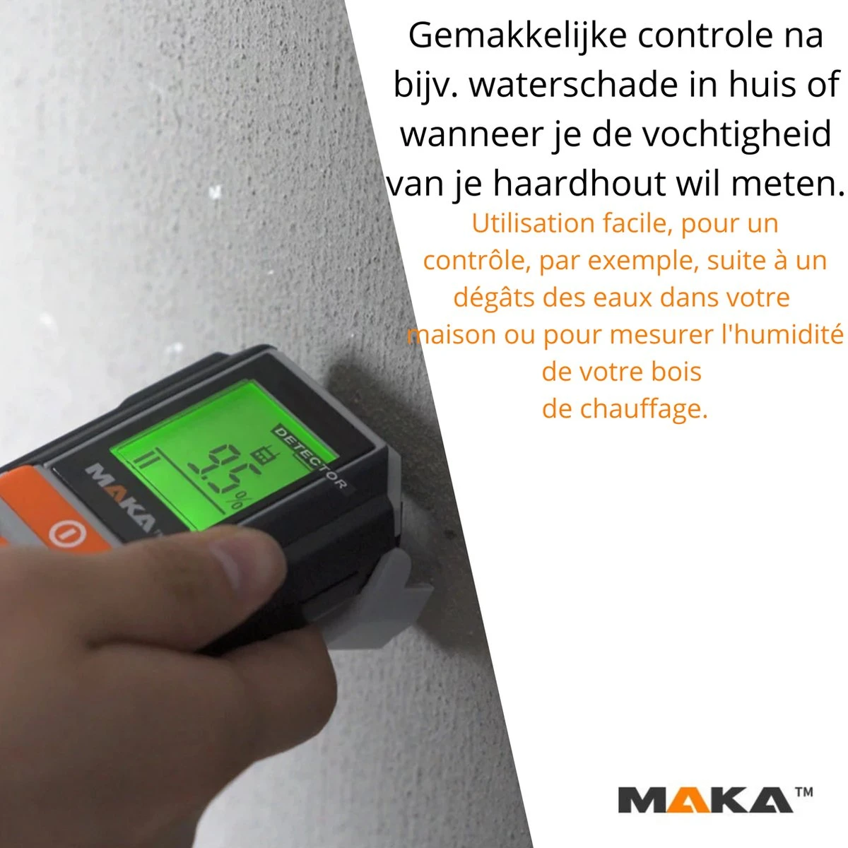 MAKA 2 In 1 Digitale Vochtmeter - Voor Hout En Bouwmaterialen 4 MAKA 2 In 1 Digitale Vochtmeter - Voor Hout En Bouwmaterialen - Afbeelding 4