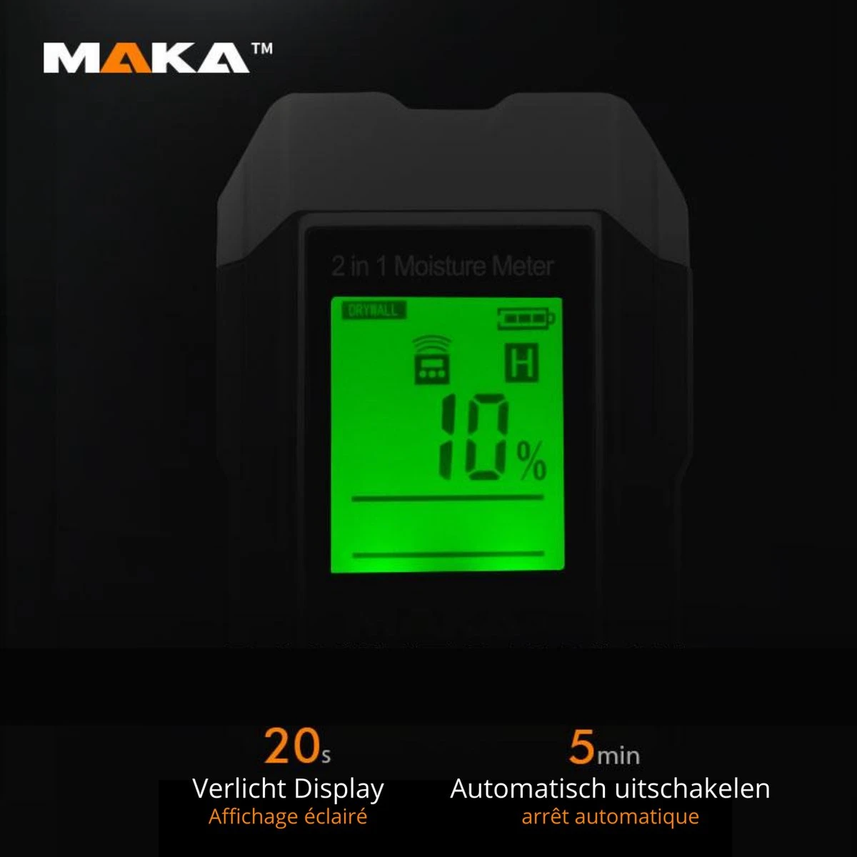 MAKA 2 In 1 Digitale Vochtmeter - Voor Hout En Bouwmaterialen 8 MAKA 2 In 1 Digitale Vochtmeter - Voor Hout En Bouwmaterialen - Afbeelding 8