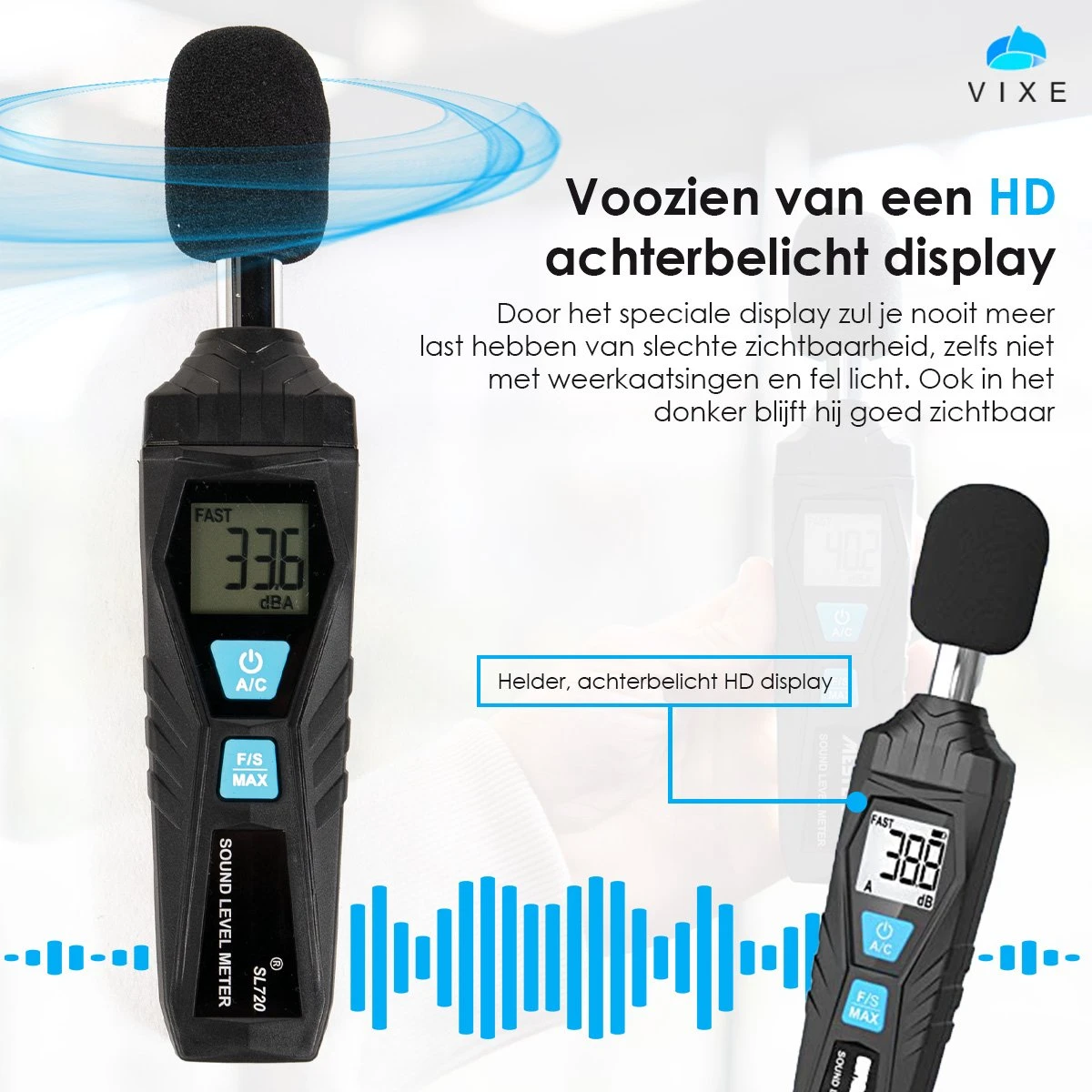 Decibel Meter - Db Meter - Geluidsmeter - Meet Tussen 30 DB En 130 DB - Nauwkeurig Tot 1,5 DB - Inclusief Batterijen 7 Decibel Meter - Db Meter - Geluidsmeter - Meet Tussen 30 DB En 130 DB - Nauwkeurig Tot 1,5 DB - Inclusief Batterijen - Afbeelding 7