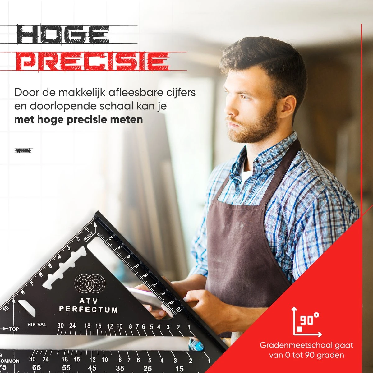 Winkelhaak Set - Incl. Markeerpotlood + 6 Navullingen - Blokhaak - Zwaaihaak - Schrijfhaak - Speed Square - Metalen Winkelhaak - 5 In 1 Winkelhaak 5 Winkelhaak Set - Incl. Markeerpotlood + 6 Navullingen - Blokhaak - Zwaaihaak - Schrijfhaak - Speed Square - Metalen Winkelhaak - 5 In 1 Winkelhaak - Afbeelding 5