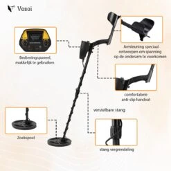 Vosoi - Hoogwaardige Metaal Detector - Inclusief Koptelefoon En Schep + Opberghoes - Nauwkeurige Pinpointer Optie - Verstelbare Hoogte - Waterdichte Zoekspoel - Geschikt Voor Kinderen En Volwassenen -Makita || Merkloos || Stanley Verkoopwinkel 1200x1200 760