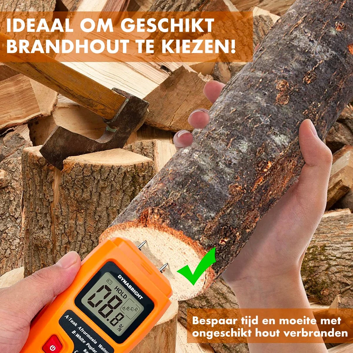 DynaBright Vochtmeter - Incl. Batterij - Digitale Hygrometer - Hout - Muur - Haardhout - Vochtigheid - Verlicht LCD Scherm 5 DynaBright Vochtmeter - Incl. Batterij - Digitale Hygrometer - Hout - Muur - Haardhout - Vochtigheid - Verlicht LCD Scherm - Afbeelding 5