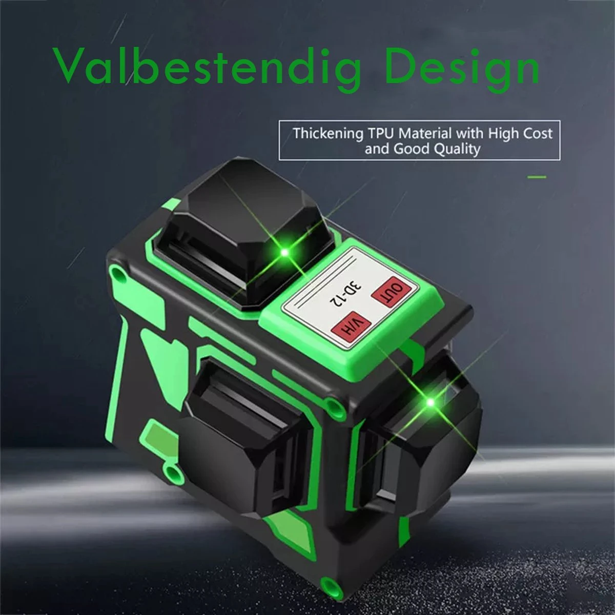 Hilda Zelfnivellerende Kruislijnlaser Met 12 Lijnen - Inclusief Muurbeugel En 360 Graden Statief - Groene Lasers - Waterproof - Laserwaterpas - Met Opbergkoffer 11 Hilda Zelfnivellerende Kruislijnlaser Met 12 Lijnen - Inclusief Muurbeugel En 360 Graden Statief - Groene Lasers - Waterproof - Laserwaterpas - Met Opbergkoffer - Afbeelding 11