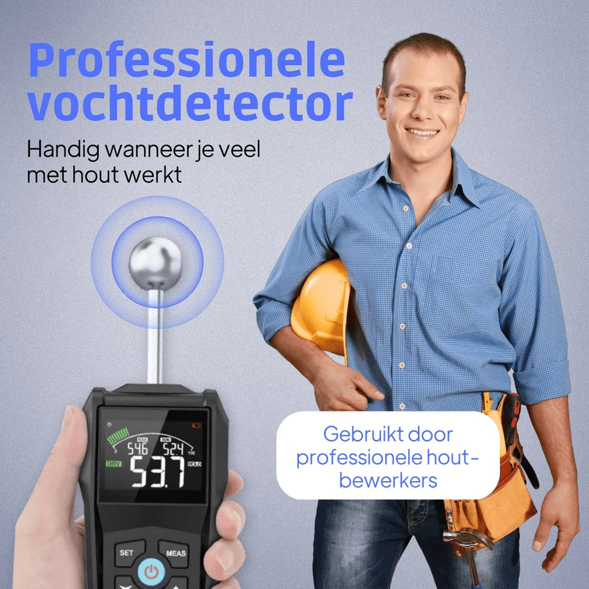 Mestek Pinless Vochtmeter WM700B - Hygrometer - Muren - Binnen - Vochtmeters - Inclusief Opbergzakje 3 Mestek Pinless Vochtmeter WM700B - Hygrometer - Muren - Binnen - Vochtmeters - Inclusief Opbergzakje - Afbeelding 3