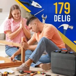 Lumora - 179 Delige Gereedschapsset - Reparatie - Gereedschapskoffer - Gereedschapskist - Schroevendraaierset - Rolmaat - Tang - Waterpas - Hamer - Sleutelset - Cadeau Voor Mannen - Housewarming Cadeau - Pasen -Makita || Merkloos || Stanley Verkoopwinkel 1200x1200 844