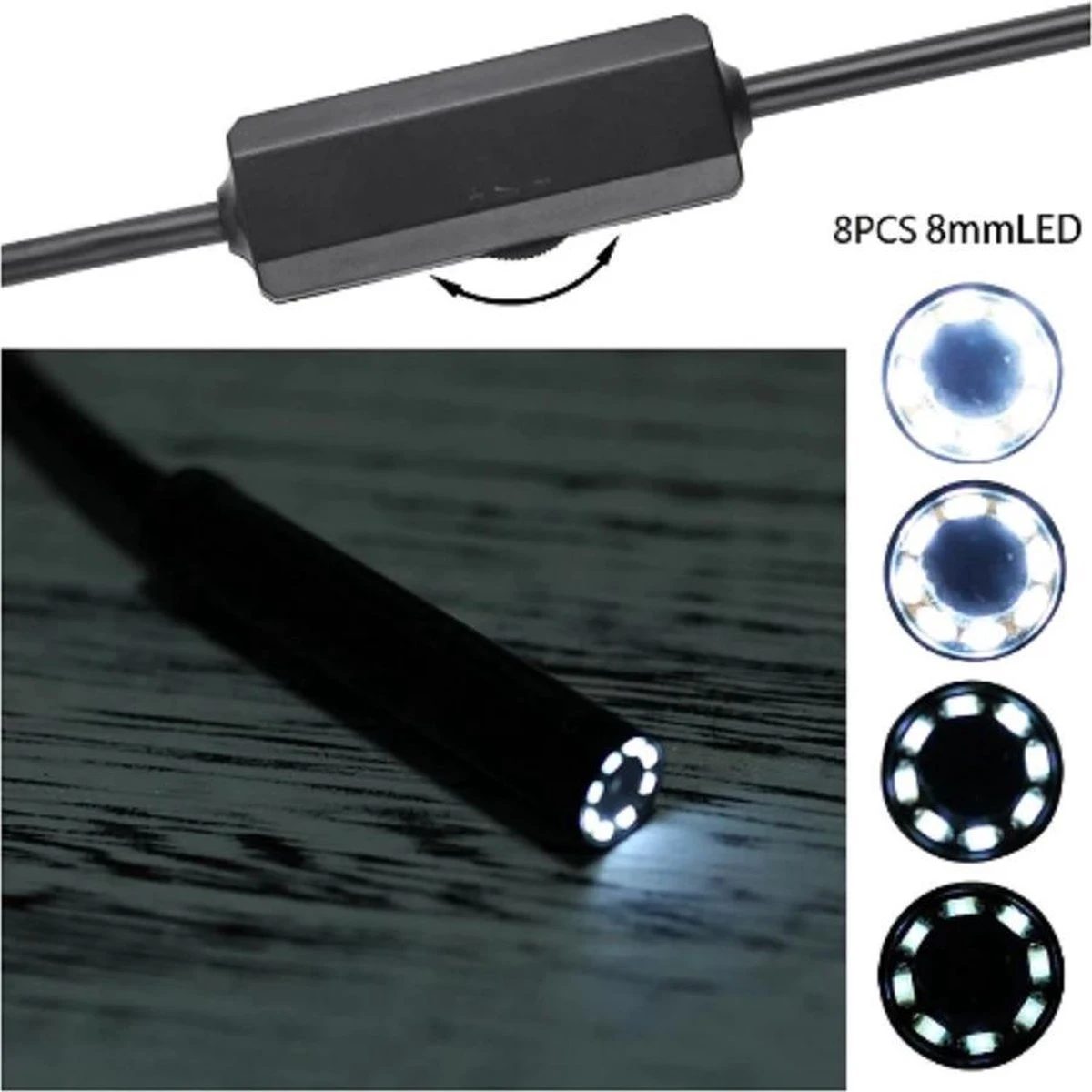 Merkloos MoTronics Oplaadbare Draadloze Wifi Endoscoop Of Inspectie Camera - F150 - 8mm - 8 Leds - 1200P - 2.0MP - IP67 - Waterdicht - Met 2 Meter Stijve Flexibele Kabel Voor Iphone En Android Telefoon 2 Merkloos MoTronics Oplaadbare Draadloze Wifi Endoscoop Of Inspectie Camera - F150 - 8mm - 8 Leds - 1200P - 2.0MP - IP67 - Waterdicht - Met 2 Meter Stijve Flexibele Kabel Voor Iphone En Android Telefoon - Afbeelding 2