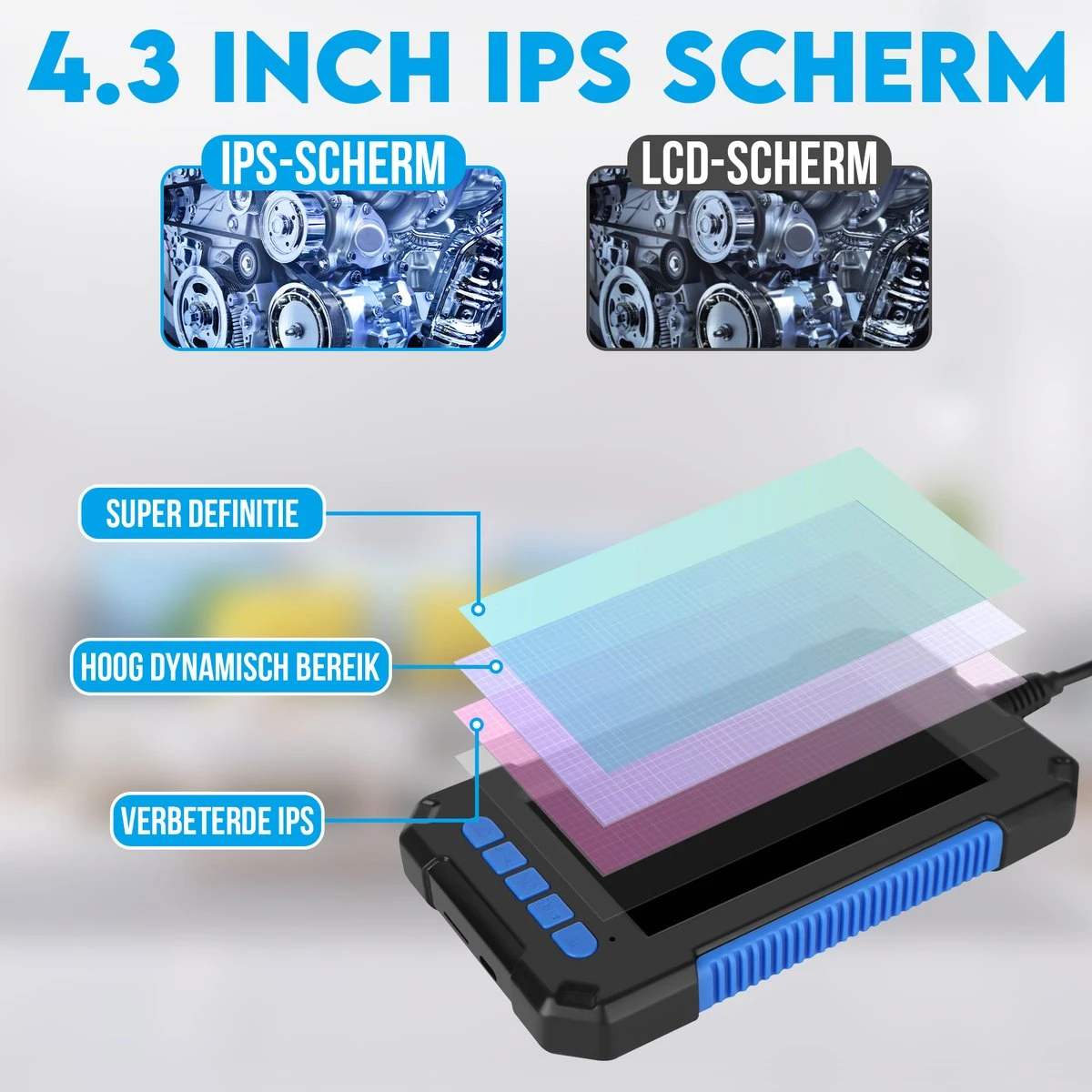 Looki Endoscoop Met Scherm 5M + GRATIS 32GB SD-kaart - Inspectie Camera – 1080P LED Verlichting – 4.3 Inch Scherm – 8 Mm Dik - IP67 Waterdicht 8 Looki Endoscoop Met Scherm 5M + GRATIS 32GB SD-kaart - Inspectie Camera – 1080P LED Verlichting – 4.3 Inch Scherm – 8 Mm Dik - IP67 Waterdicht - Afbeelding 8