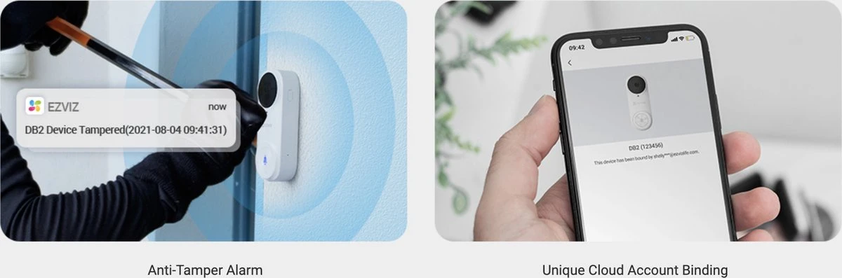 Ezviz DB2 Beldrukker - Slimme Deurbel - Wit - Draadloos - 176-graden Kijkhoek 3 Ezviz DB2 Beldrukker - Slimme Deurbel - Wit - Draadloos - 176-graden Kijkhoek - Afbeelding 3