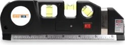 Handymen Kruislijnlaser - Lijnlaser Waterpas - Laserwaterpas Met Afstandsmeter - Rolmaat 2,5m - Alles In Één