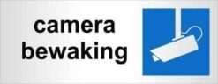 Camera Bewaking Sticker Bordje - Aluminium Bordje - 130 Mm X 50 Mm X 0,5 Mm - Deurbordje Camera Bewaking - Promessa-Design.